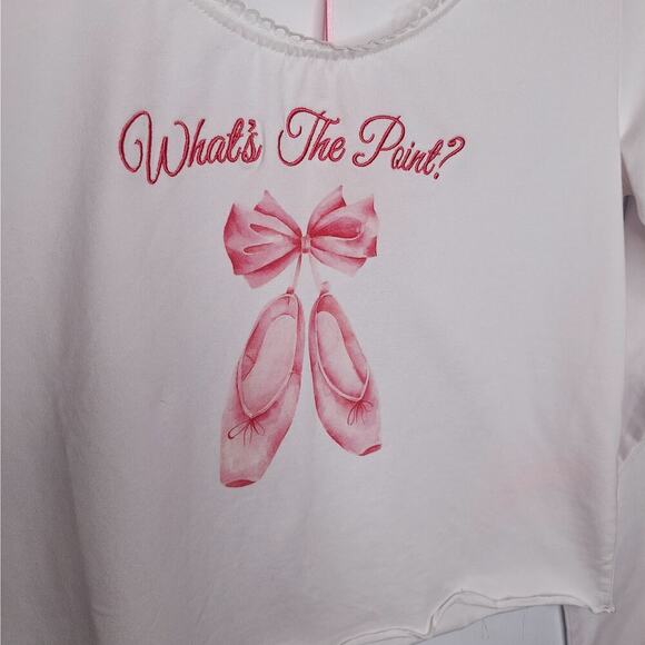 Sugar Thrillz Dolls Kill Ballet Crop Top Large Long Sleeve What's The Point - Picture 3 of 10